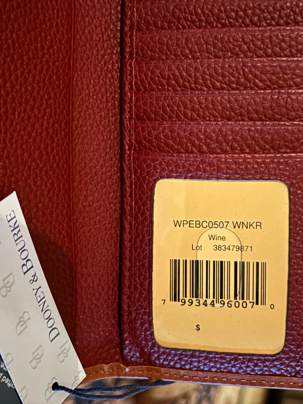 Dooney & Bourke Wine Red w Brown Trim Pebbled Leather Continental Wallet NIB 🏷️ - Picture 7 of 10